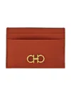 Ferragamo Gancini Leather Cardholder In Red