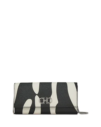 FERRAGAMO GANCINI LEATHER CHAIN WALLET