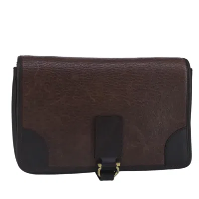 Pre-owned Ferragamo Gancini Leather Clutch Bag () In Brown
