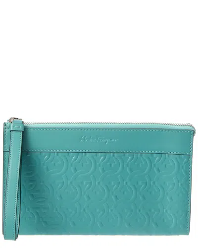 FERRAGAMO FERRAGAMO GANCINI LEATHER CLUTCH