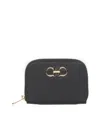 Ferragamo Gancini Leather Coin Purse In Nero