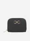 Ferragamo Gancini Leather Coin Purse In Nero