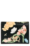 Ferragamo Compact Gancini Wallet With Floral Print In Black