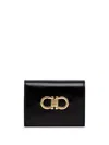 Ferragamo Compact Wallet Gancini In Black