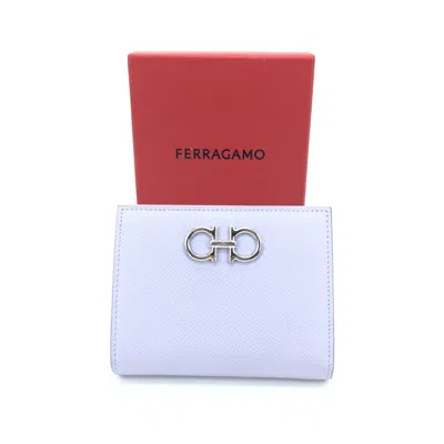 Pre-owned Ferragamo Gancini Leather Compact Women's Wallet () In Blue