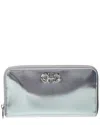 Ferragamo Gancini Leather Continental Wallet In Gray
