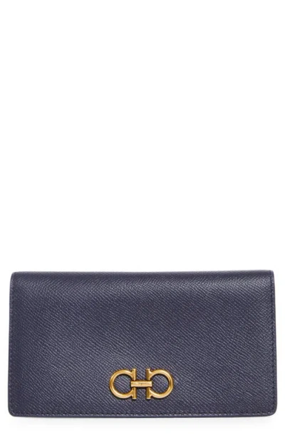 Ferragamo Gancini Continental Wallet In Blue