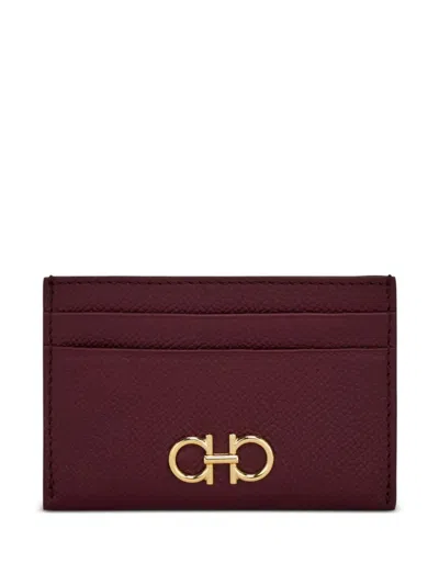 Ferragamo Gancini Leather Credit Card Holder In Red