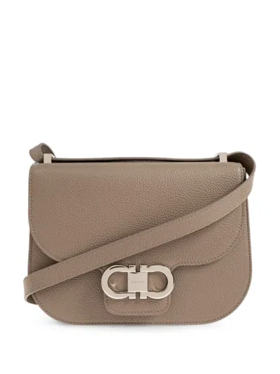 Ferragamo Gancini Leather Crossbody Bag In Brown