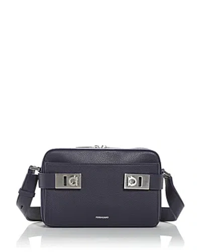 Ferragamo Shoulder Bag With Gancini Buckles In Blue