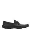 Ferragamo Mens Black Parigi Buckled Leather Driver Shoes In Black