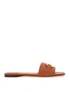 FERRAGAMO GANCINI LEATHER FLAT SANDALS