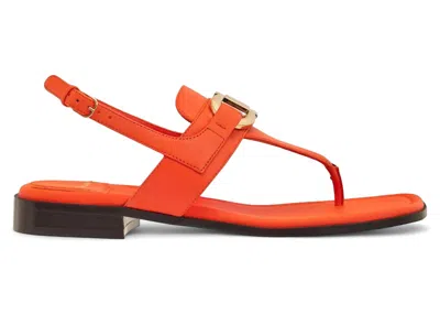 Pre-owned Ferragamo Gancini Leather Flat Sandals (women's) Sneakers In Orange