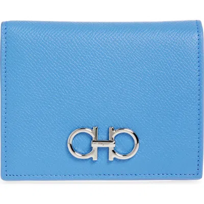 Ferragamo Gancini Compact Wallet In Blue