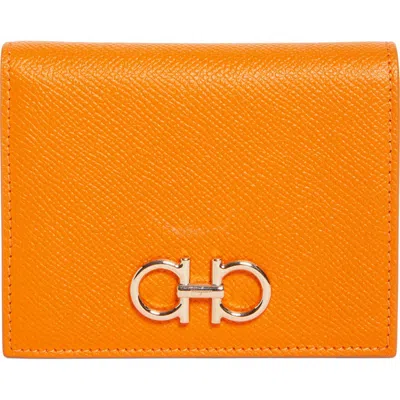 Ferragamo Gancini Leather French Wallet In Yellow