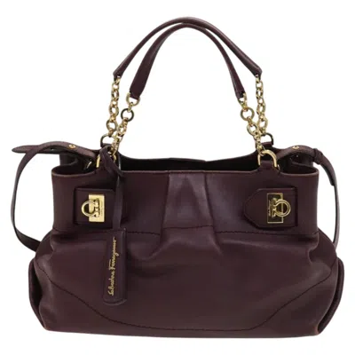 Pre-owned Ferragamo Gancini Leather Handbag () In Purple