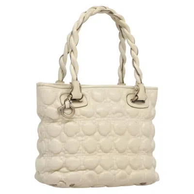 Pre-owned Ferragamo Gancini Leather Handbag () In White