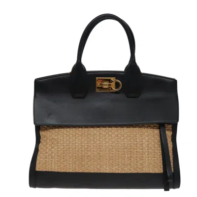 Pre-owned Ferragamo Gancini Leather Handbag () In Beige