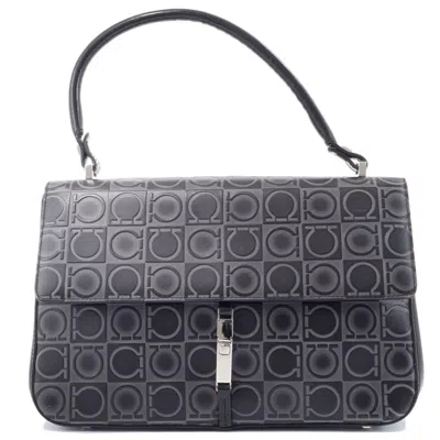 Pre-owned Ferragamo Gancini Leather Handbag () In Black