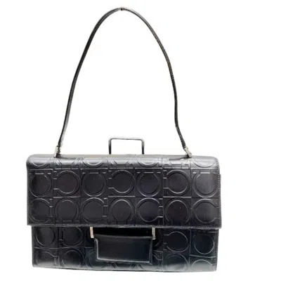 Pre-owned Ferragamo Gancini Leather Handbag () In Black
