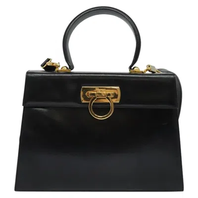 Pre-owned Ferragamo Gancini Leather Handbag () In Black