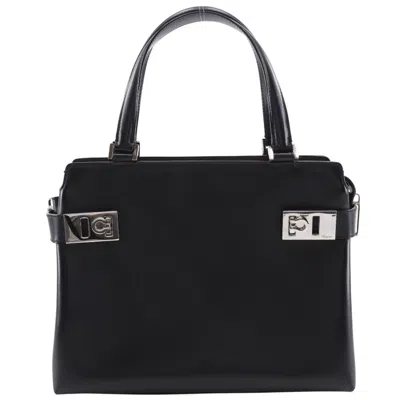 Pre-owned Ferragamo Gancini Leather Handbag () In Black
