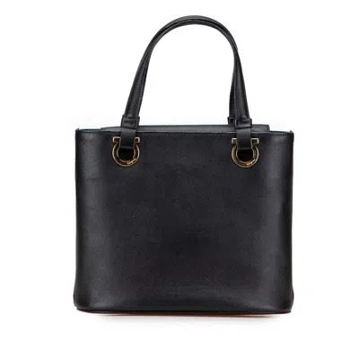 Pre-owned Ferragamo Gancini Leather Handbag () In Black