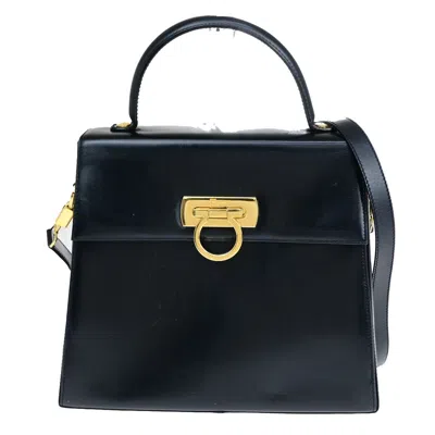Pre-owned Ferragamo Gancini Leather Handbag () In Black