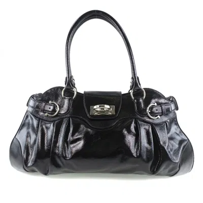 Pre-owned Ferragamo Gancini Leather Handbag () In Black