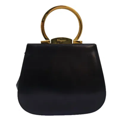 Pre-owned Ferragamo Gancini Leather Handbag () In Black