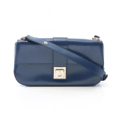 Pre-owned Ferragamo Gancini Leather Handbag () In Blue