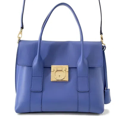 Pre-owned Ferragamo Gancini Leather Handbag () In Blue
