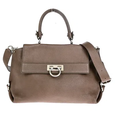 Pre-owned Ferragamo Gancini Leather Handbag () In Brown
