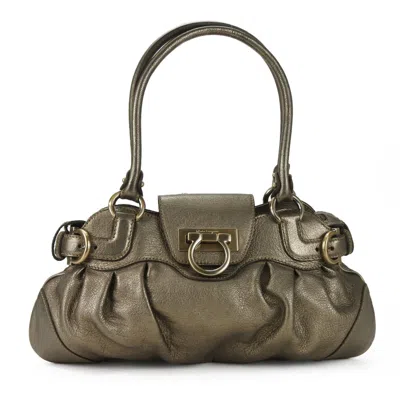 Pre-owned Ferragamo Gancini Leather Handbag () In Gold