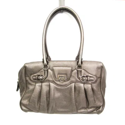 Pre-owned Ferragamo Gancini Leather Handbag () In Gold