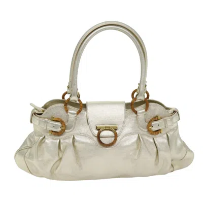 Pre-owned Ferragamo Gancini Leather Handbag () In Gold