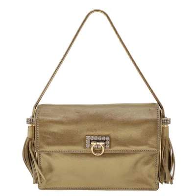 Pre-owned Ferragamo Gancini Leather Handbag () In Gold