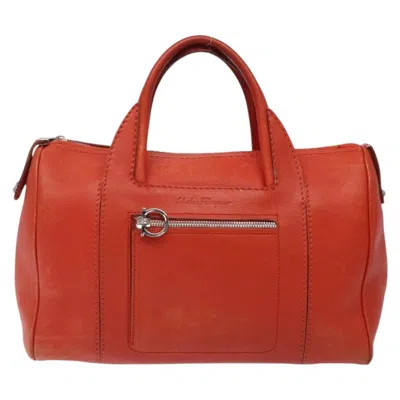Pre-owned Ferragamo Gancini Leather Handbag () In Orange
