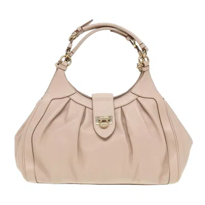 Pre-owned Ferragamo Gancini Leather Handbag () In Pink