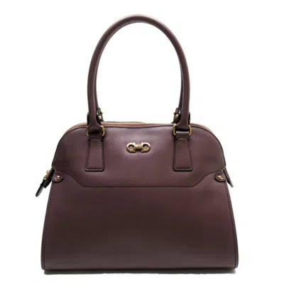 Pre-owned Ferragamo Gancini Leather Handbag () In Purple