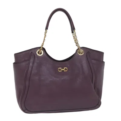 Pre-owned Ferragamo Gancini Leather Handbag () In Purple