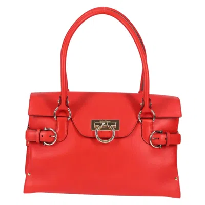 Pre-owned Ferragamo Gancini Leather Handbag () In Red