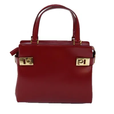 Pre-owned Ferragamo Gancini Leather Handbag () In Red