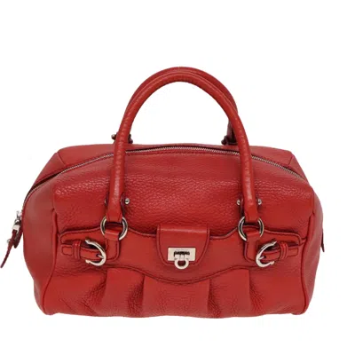 Pre-owned Ferragamo Gancini Leather Handbag () In Red