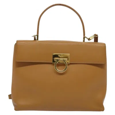 Pre-owned Ferragamo Gancini Leather Handbag () In Sand