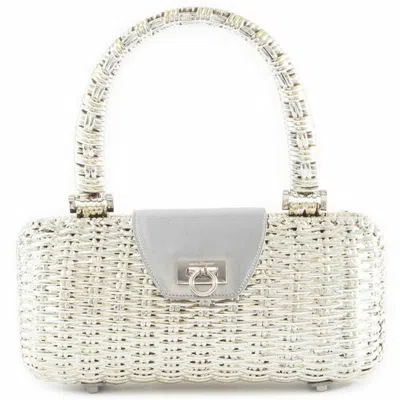 Pre-owned Ferragamo Gancini Leather Handbag () In Silver