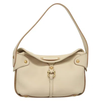 Pre-owned Ferragamo Gancini Leather Handbag () In White