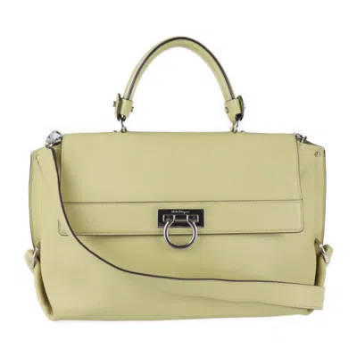 Pre-owned Ferragamo Gancini Leather Handbag Shoulder Bag () In Yellow