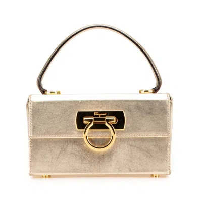 Pre-owned Ferragamo Gancini Leather Handbag Vanity Bag () In Gold