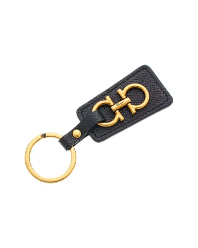 Ferragamo Gancini Leather Key Chain In Black
